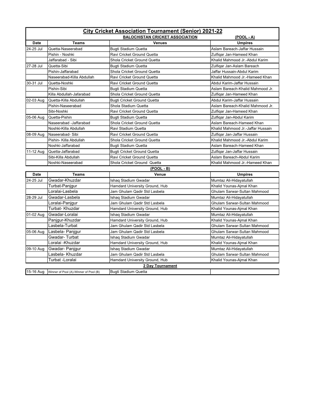 Copy of Schedules of CCA Senior Tournament 2021-22