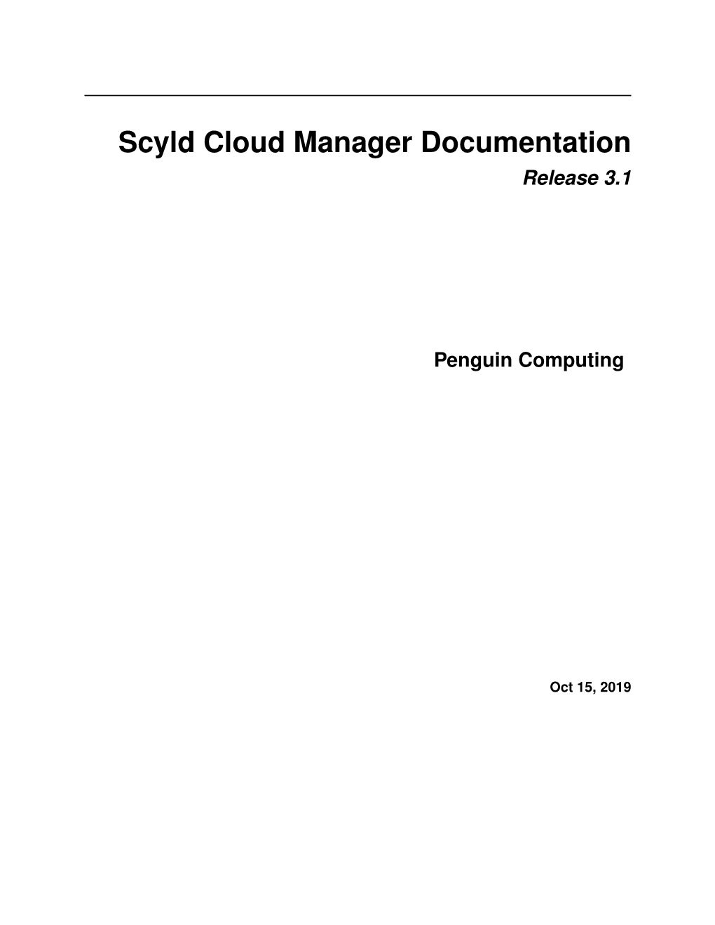 Scyld Cloud Manager Documentation Release 3.1