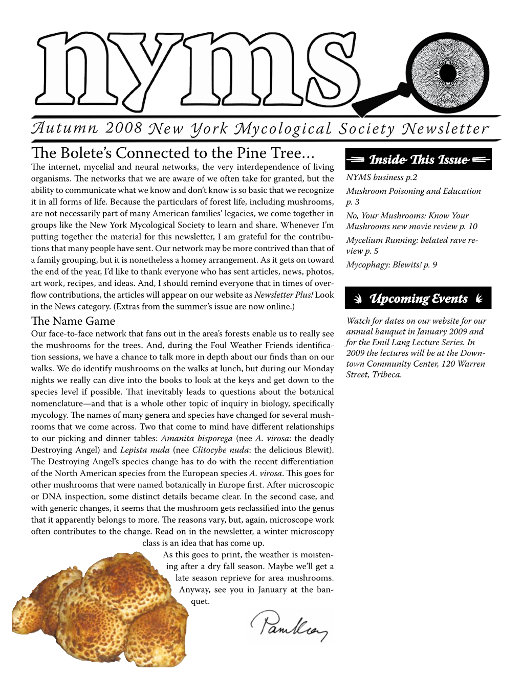 New York Mycological Society Newsletter Autumn 2008 The