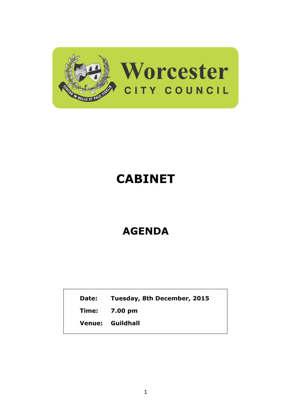 (Public Pack)Agenda Document for Cabinet, 08/12/2015 19:00