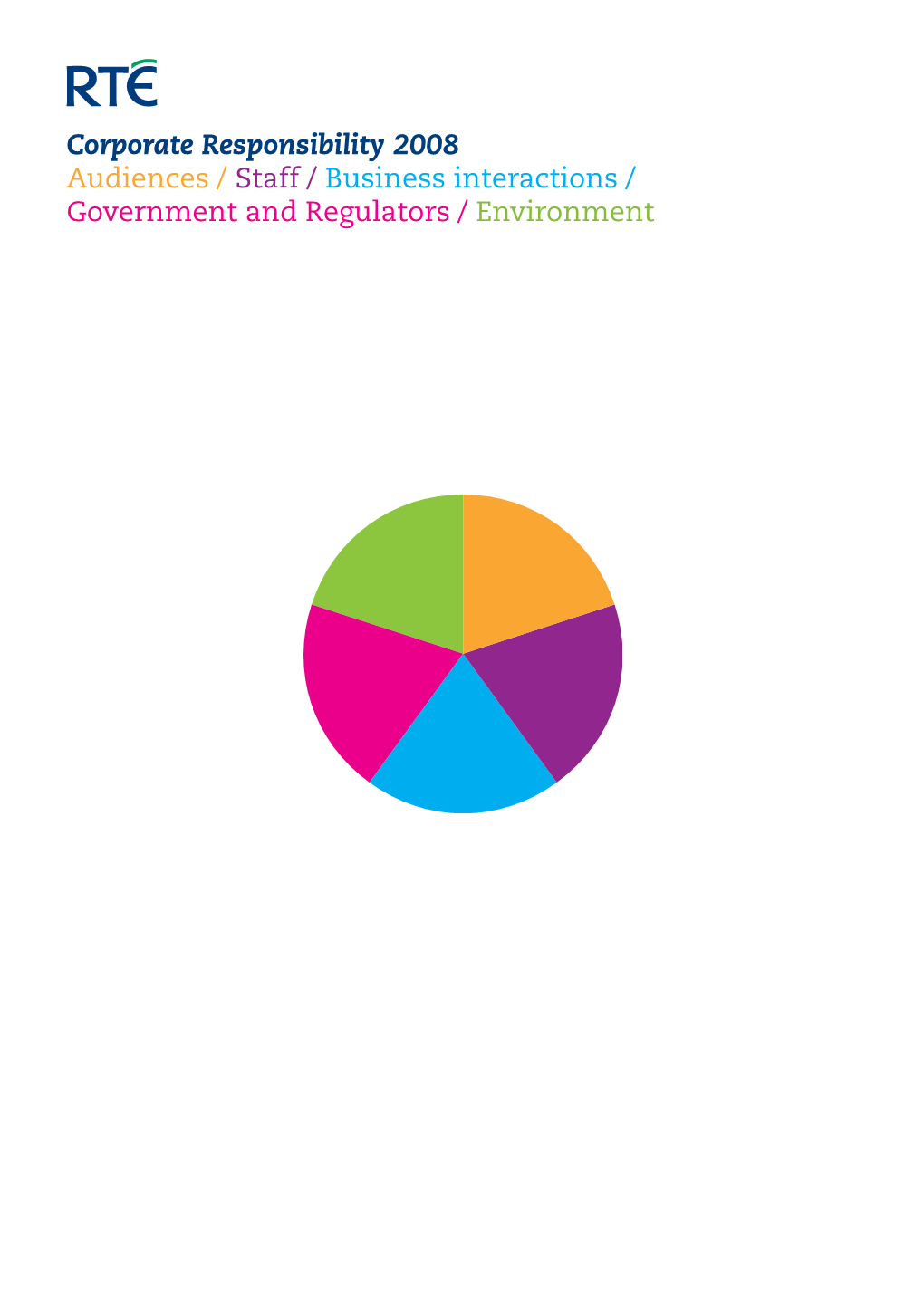 Corporate Responsibility 2008 Audiences / Staff / Business Interactions / Government and Regulators / Environment