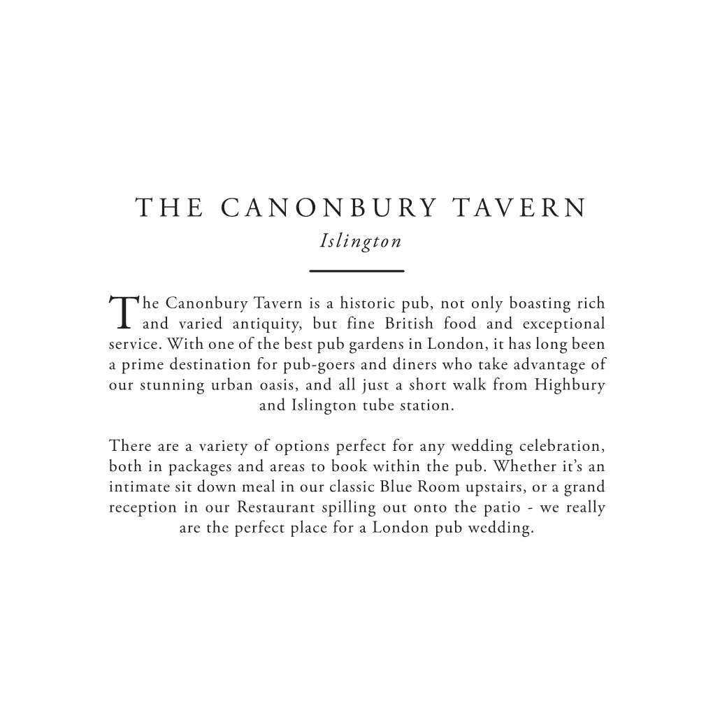 THE CANONBURY TAVERN Islington