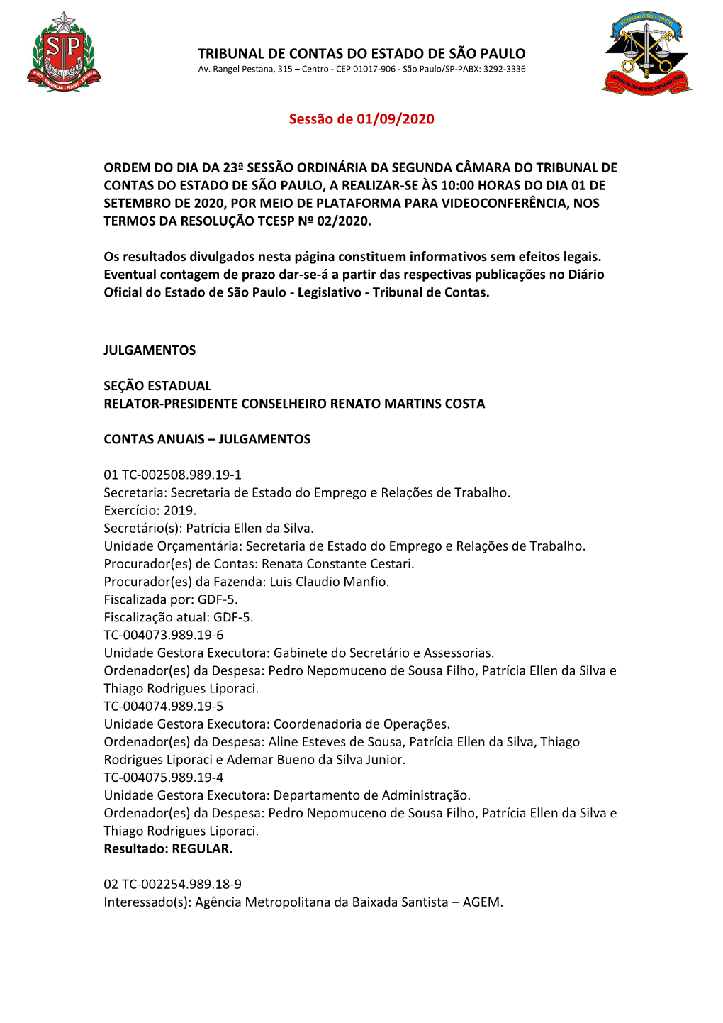 TRIBUNAL DE CONTAS DO ESTADO DE SÃO PAULO Av