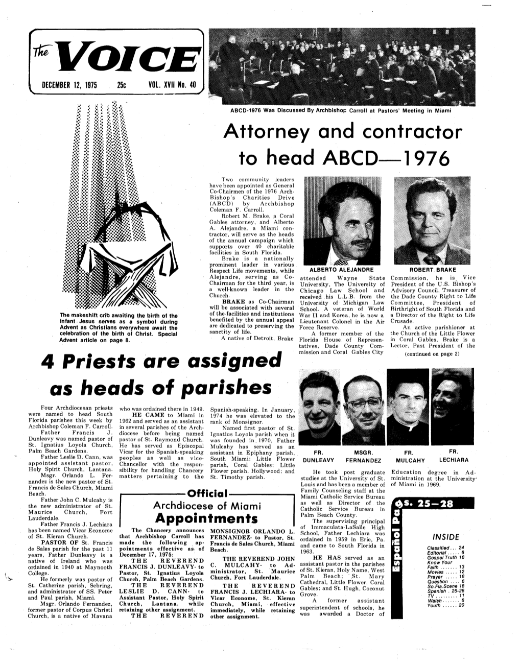 Attorney and Contractor to Head ABCD—1976 4 Priests Are Assigned As