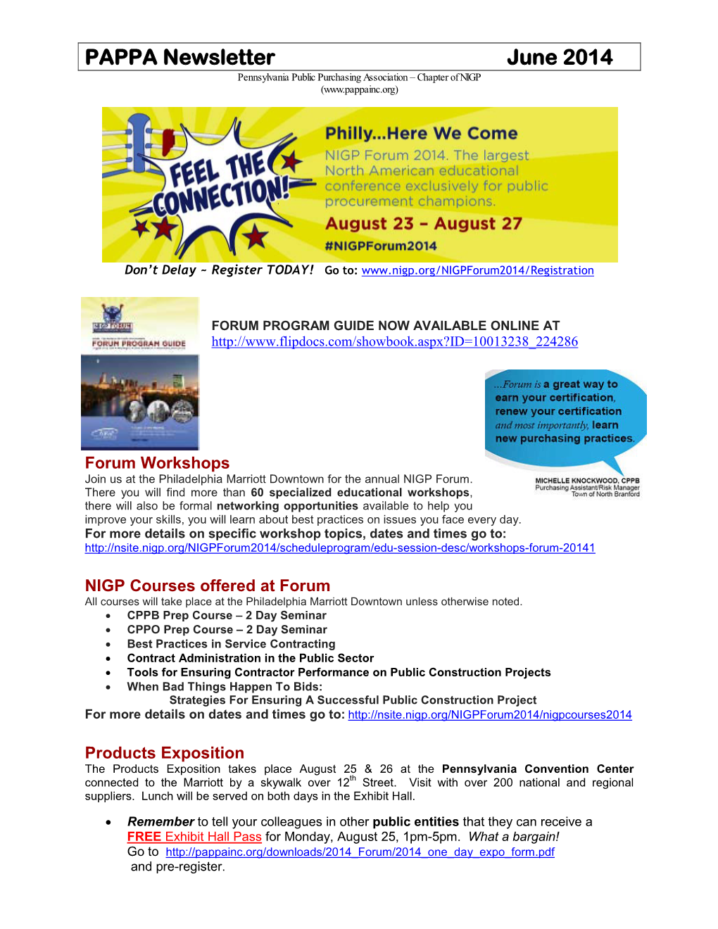 PAPPA Newsletter June 2014 Pennsylvania Public Purchasing Association – Chapter of NIGP (