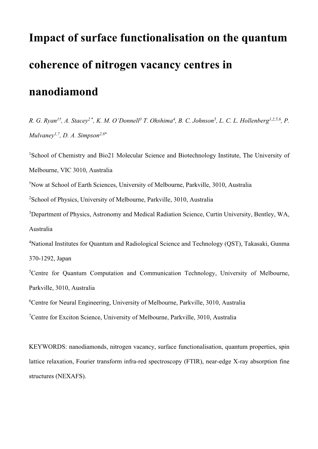 Impact of Surface Functionalisation on the Quantum Coherence of Nitrogen Vacancy Centres in Nanodiamond