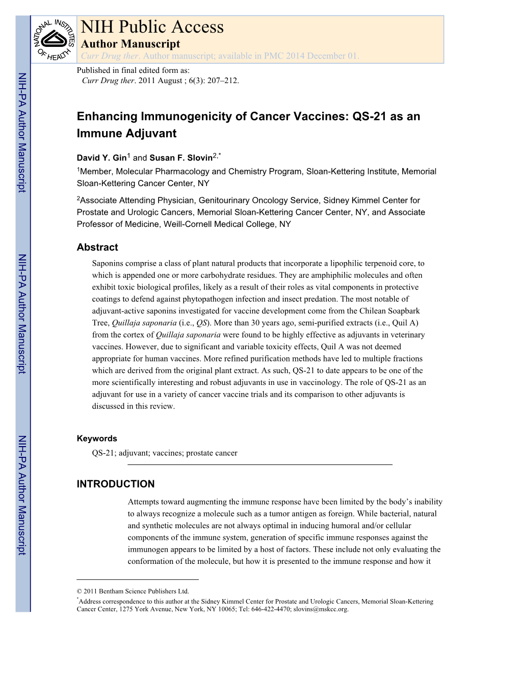 NIH Public Access Author Manuscript Curr Drug Ther