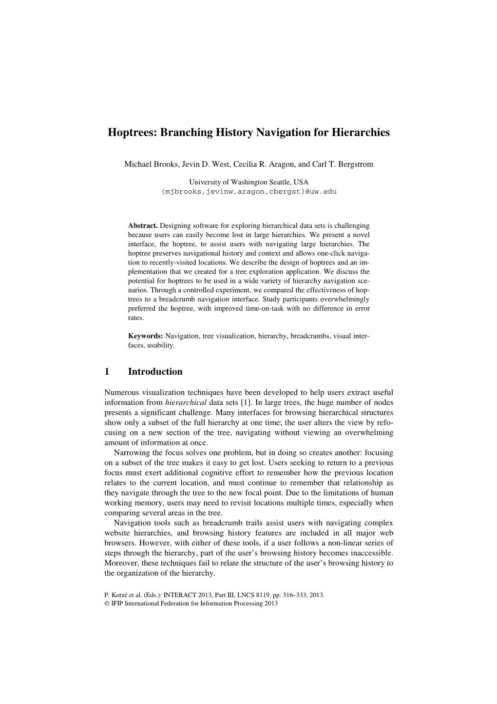 Hoptrees: Branching History Navigation for Hierarchies