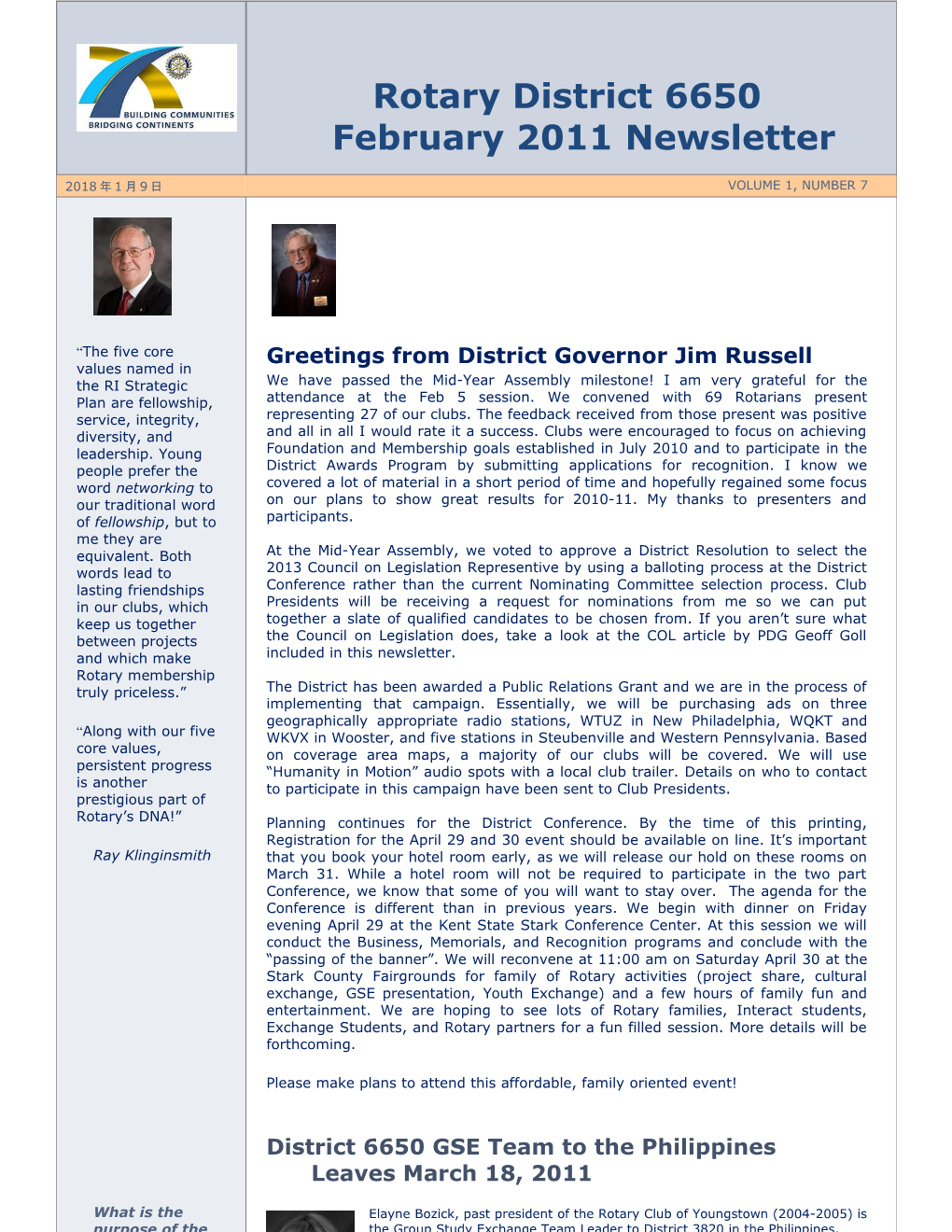 Rotary District 6650 February 2011 Newsletter