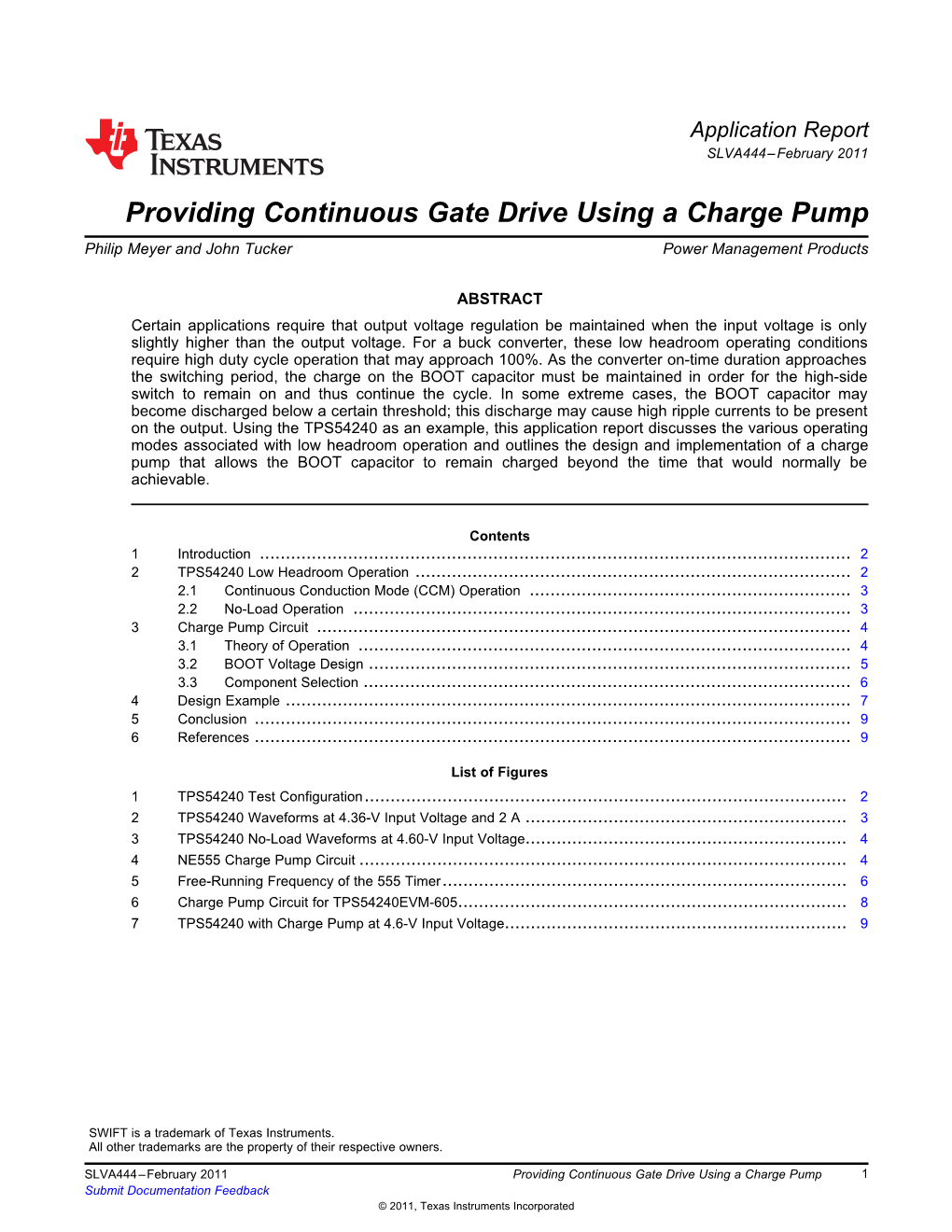 Providing Continuous Gate Drive Using a Charge Pump Philip Meyer and John Tucker