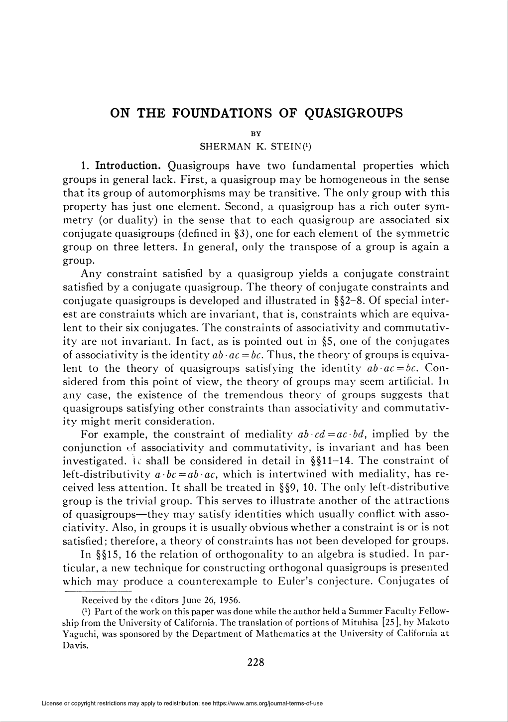 On the Foundations of Quasigroups