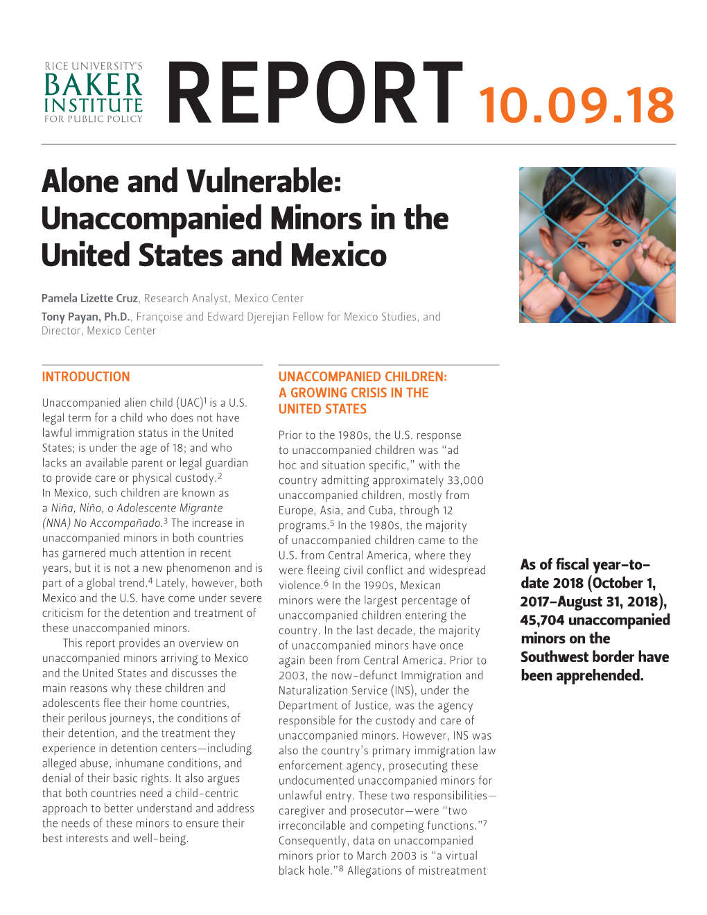 Unaccompanied Minors in the United States and Mexico