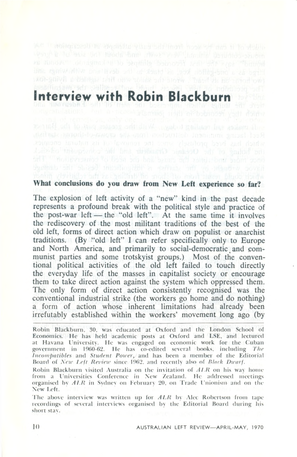 Interview with Robin Blackburn