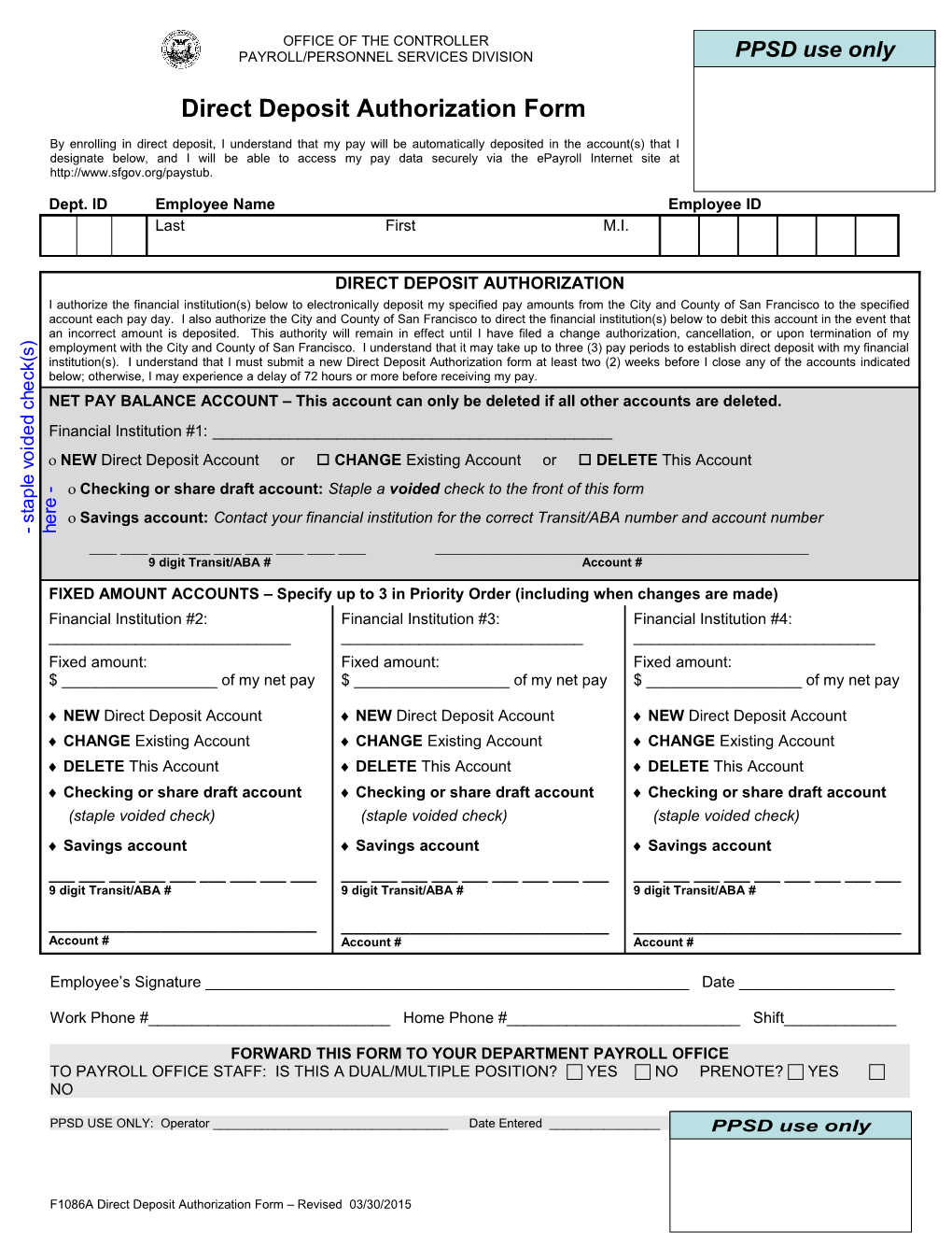 Direct Deposit - Electric Fund Transfer (EFT)