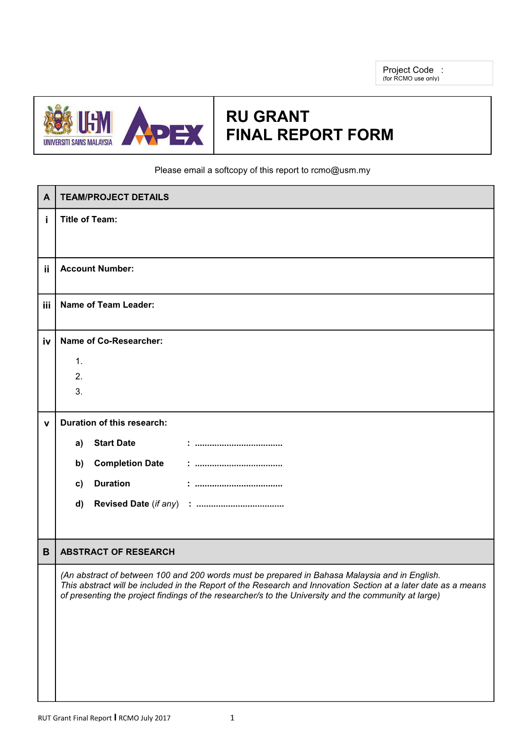 Please Email a Softcopy of This Report To