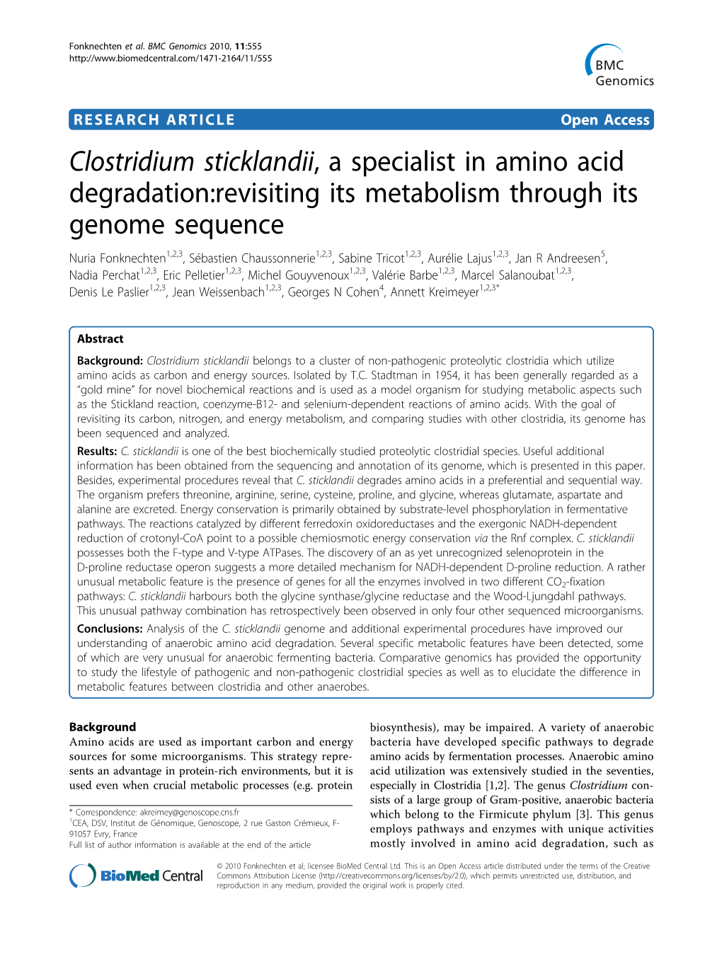 Clostridium Sticklandii, a Specialist in Amino Acid Degradation:Revisiting