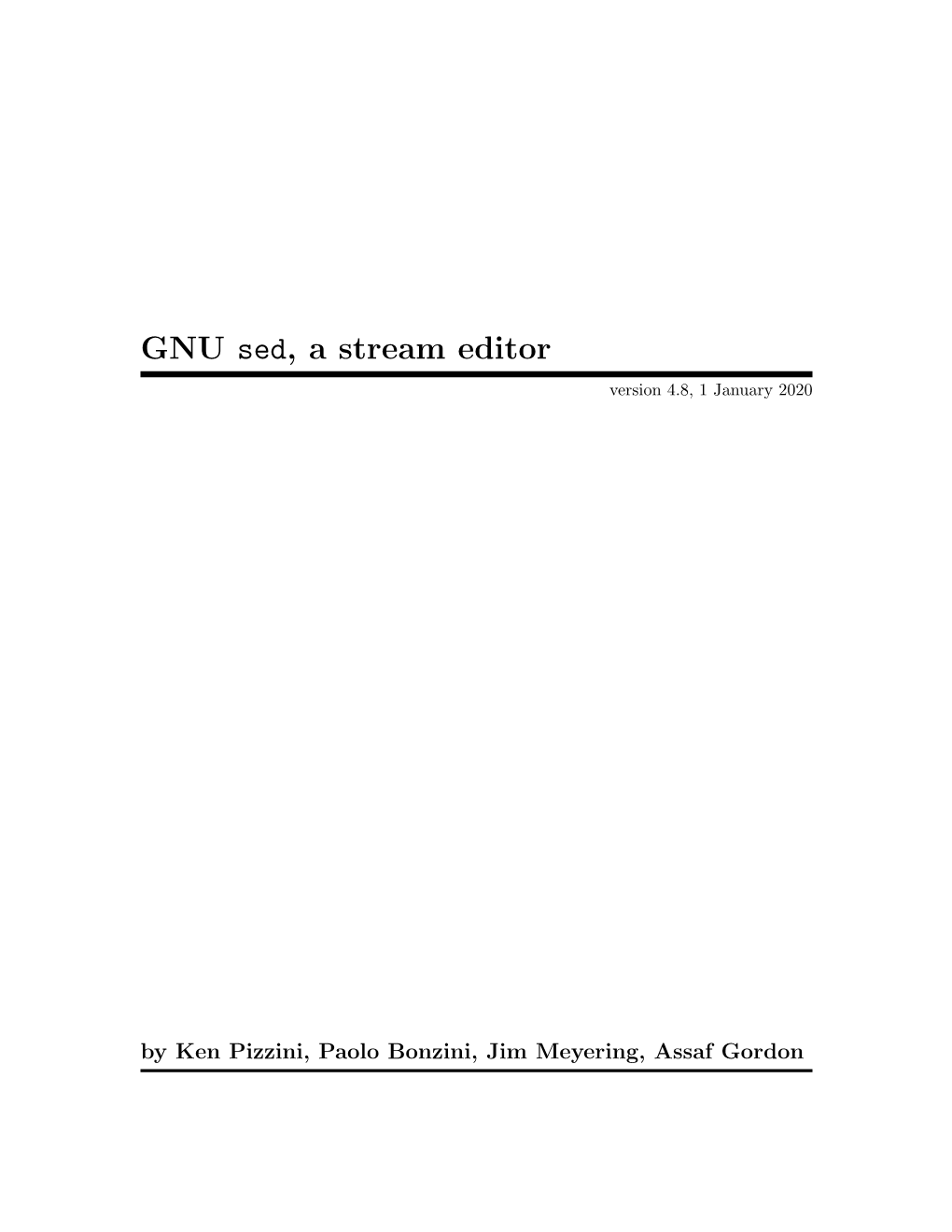 GNU Sed, a Stream Editor Version 4.8, 1 January 2020