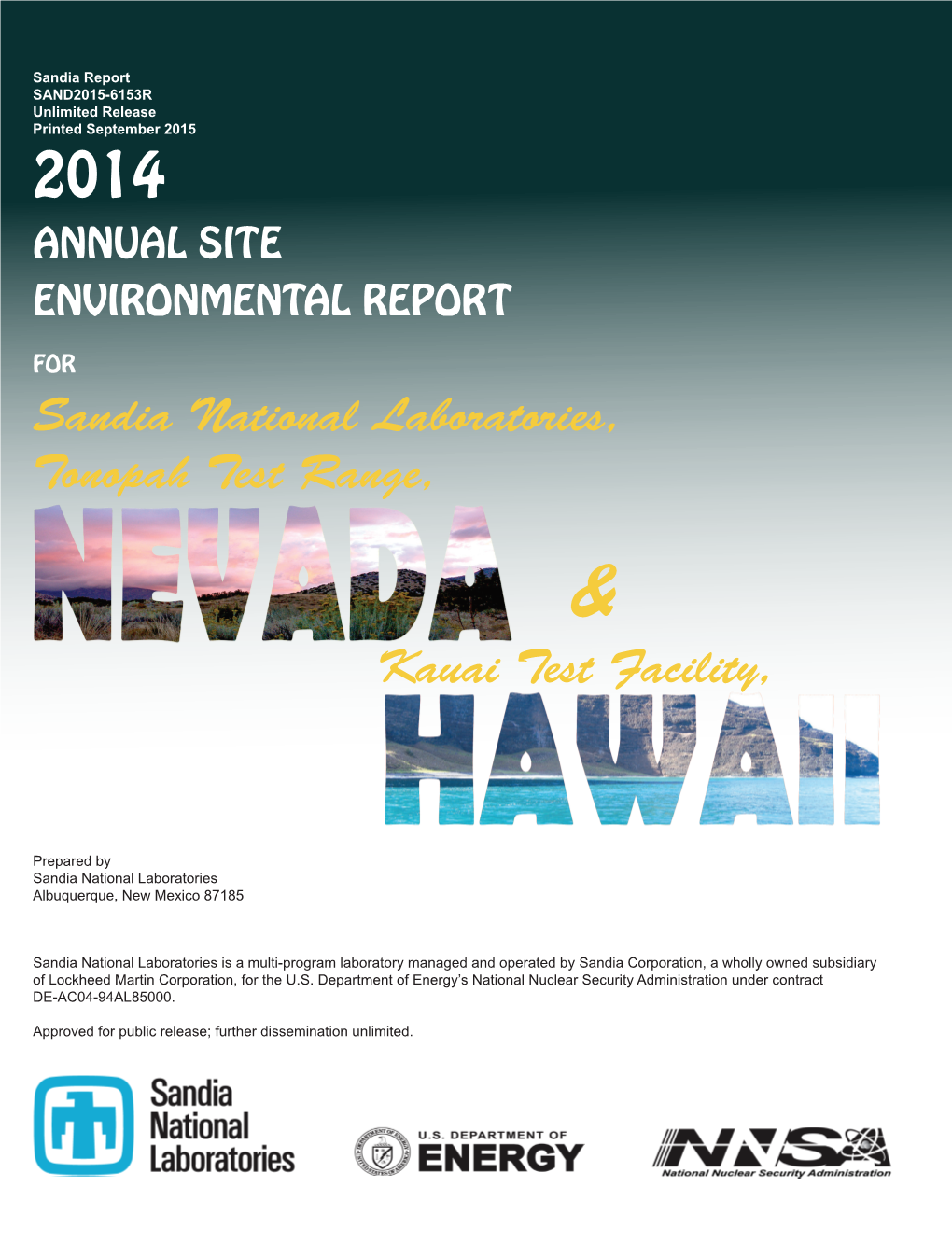 2014 Annual Site Environmental Report for Tonopah Test Range