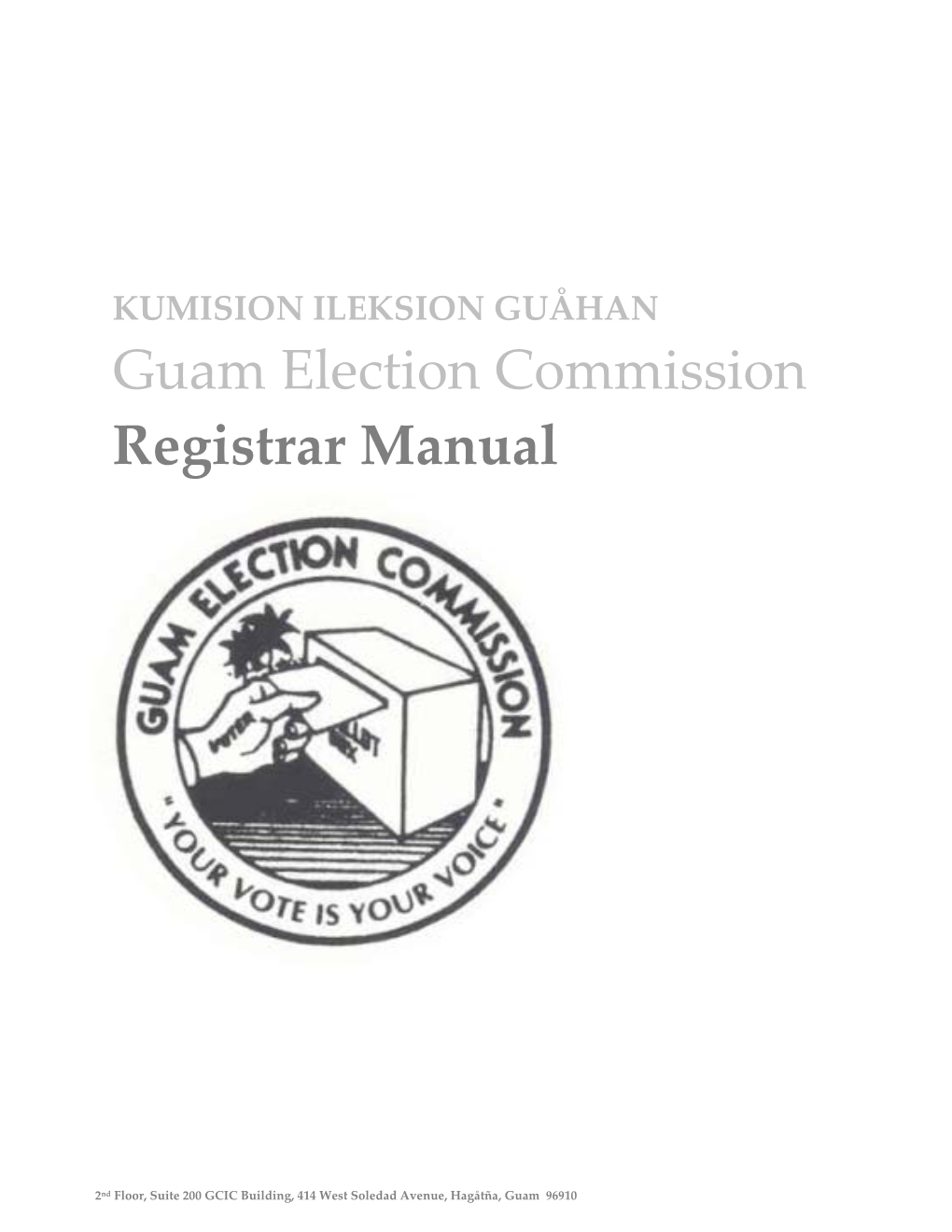 Guam Election Commission Registrar Manual