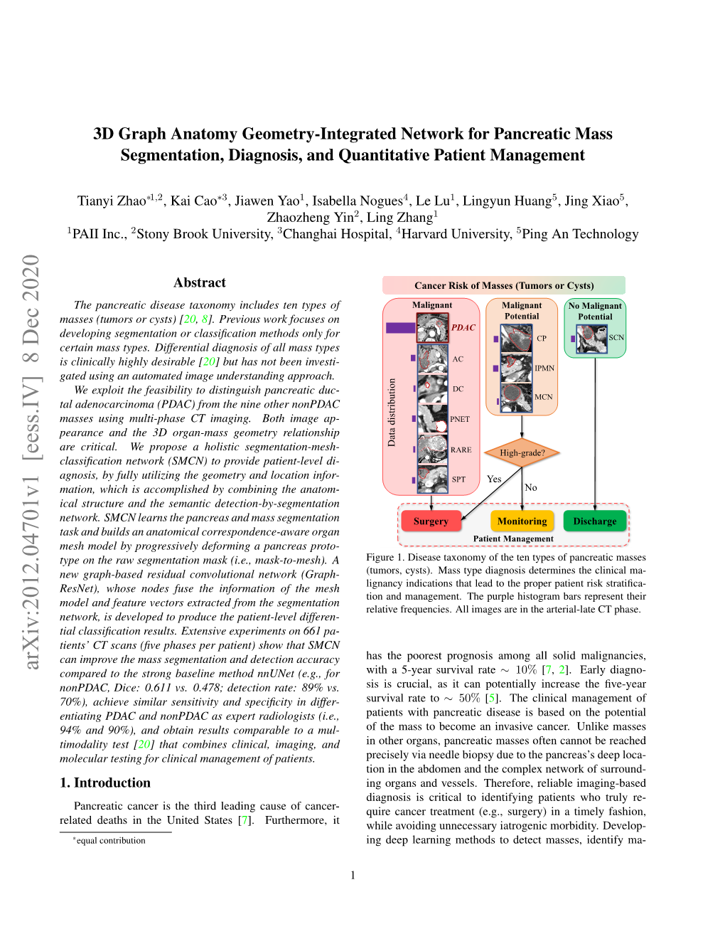 3D Graph Anatomy Geometry-Integrated Network for Pancreatic Mass Segmentation, Diagnosis, and Quantitative Patient Management