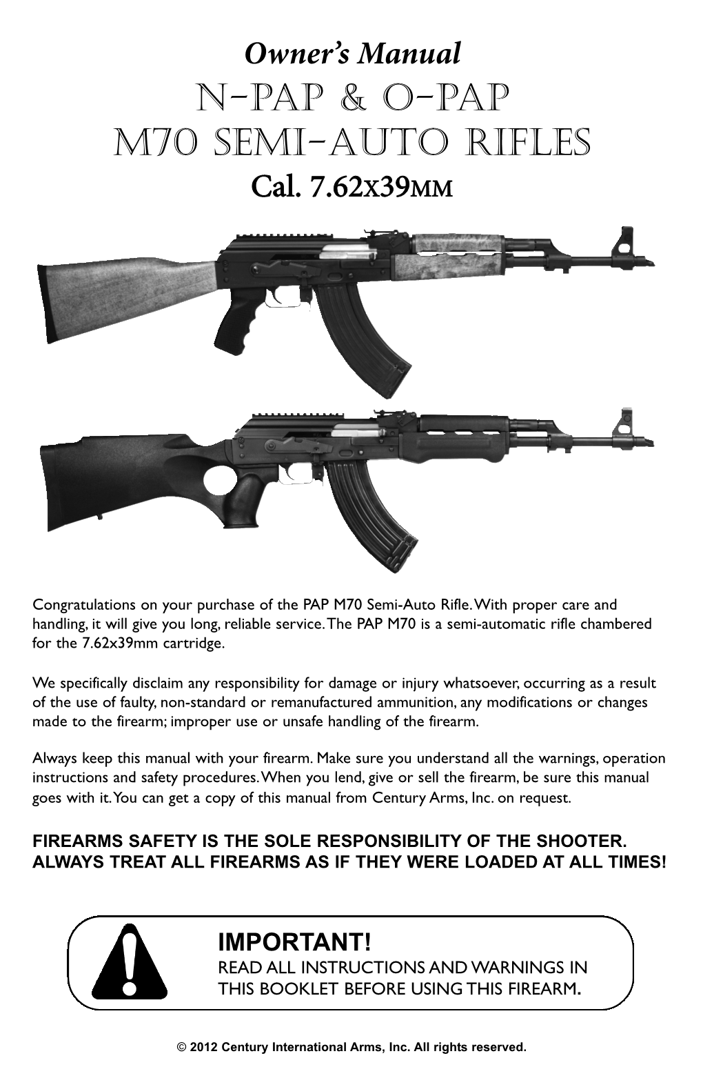 CIA N-PAP O-PAP M70 Semi-Auto Rifle Manual FINAL Layout 1