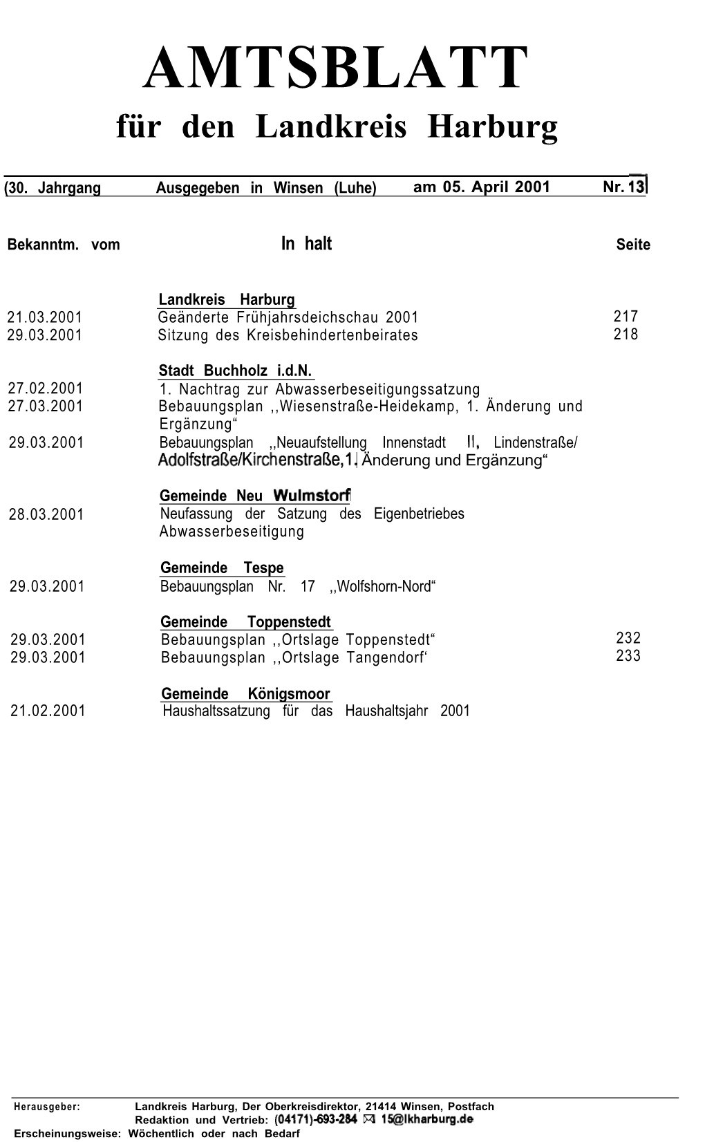 AMTSBLATT Für Den Landkreis Harburg