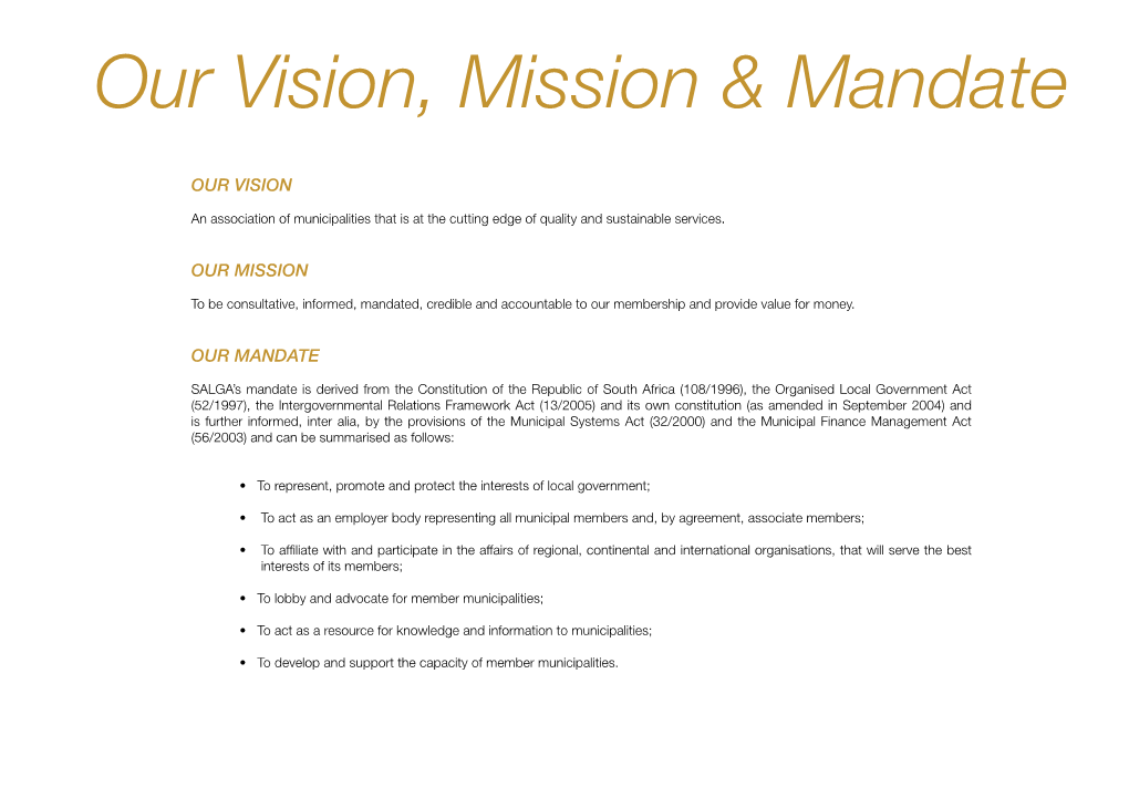 Our Vision, Mission & Mandate