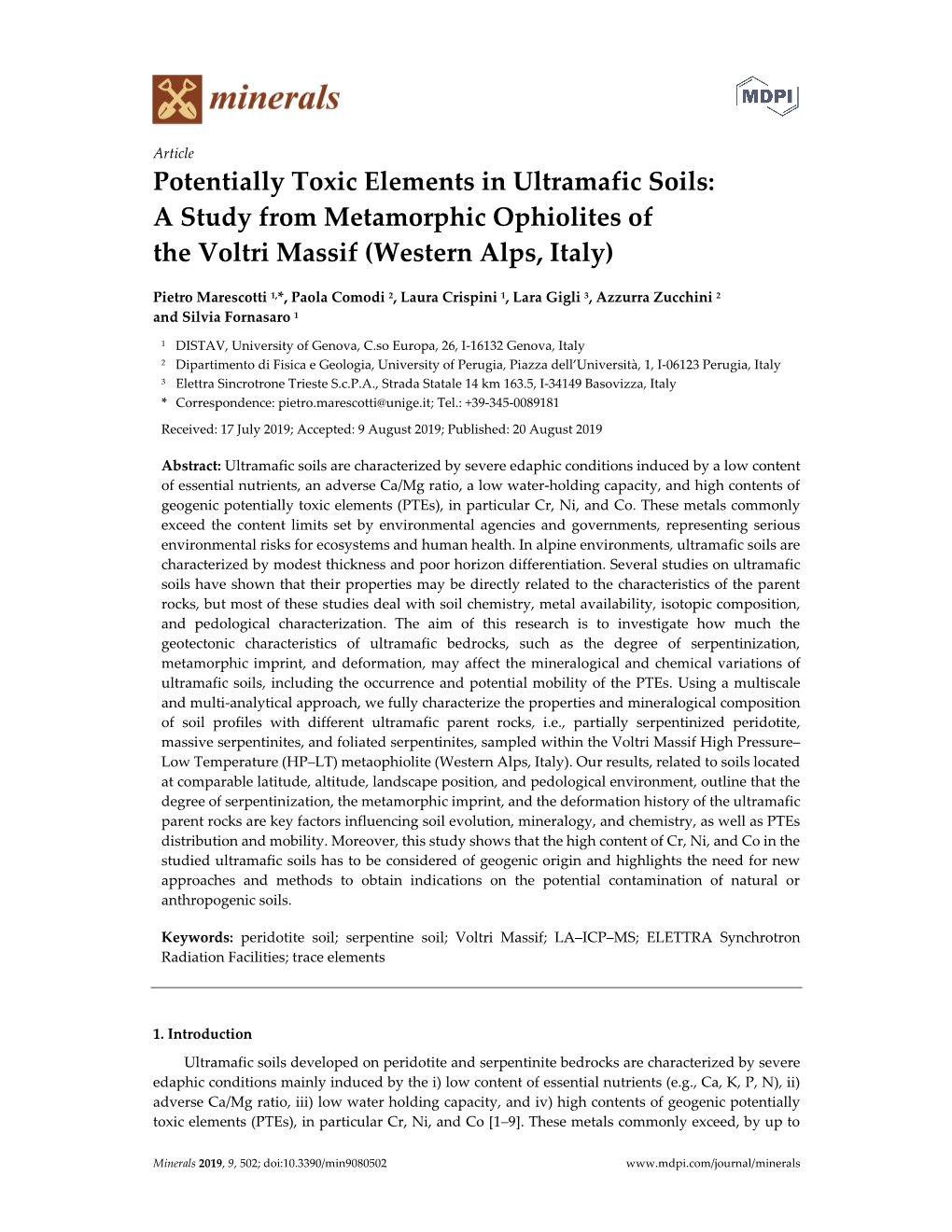 Potentially Toxic Elements in Ultramafic Soils: a Study from Metamorphic Ophiolites of the Voltri Massif (Western Alps, Italy)