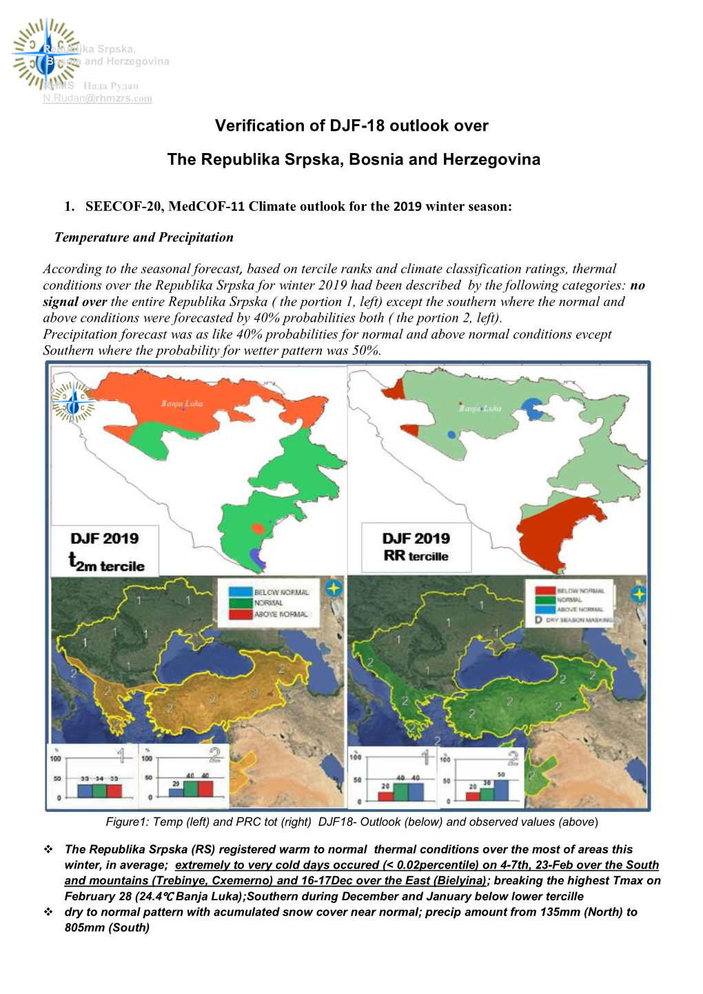 Verification of DJF-18 Outlook Over the Republika Srpska, Bosnia And