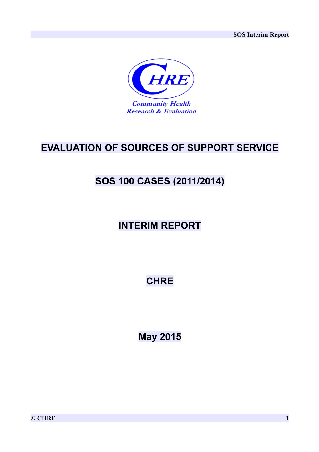 Evaluation of Sources of Support Service