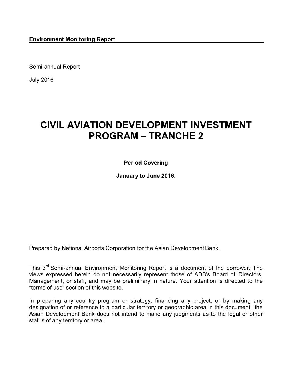 Civil Aviation Development Investment Program – Tranche 2