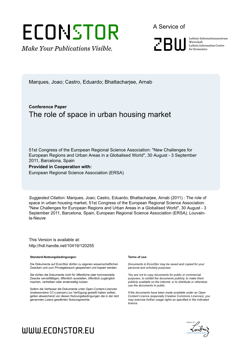 The Role of Space in Urban Housing Market