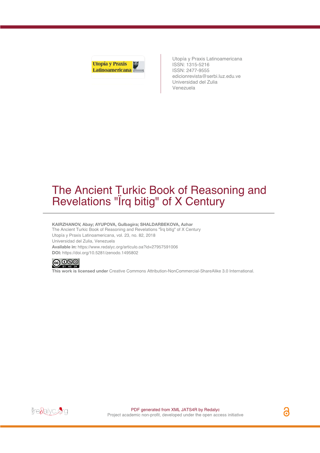 The Ancient Turkic Book of Reasoning and Revelations 