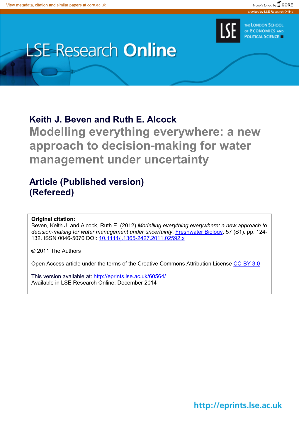 Modelling Everything Everywhere: a New Approach to Decision-Making for Water Management Under Uncertainty