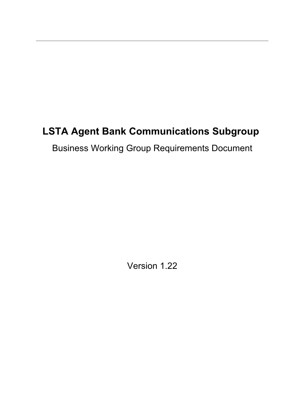 LSTA Agent Bank Communications Subgroup