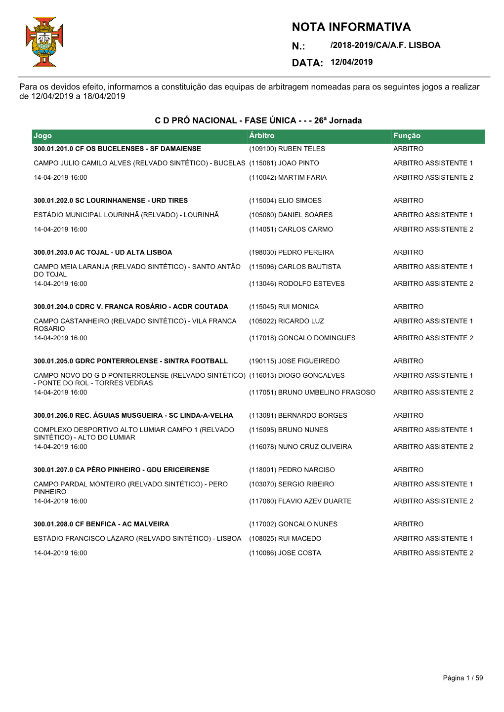 Nota Informativa N.: /2018-2019/Ca/A.F