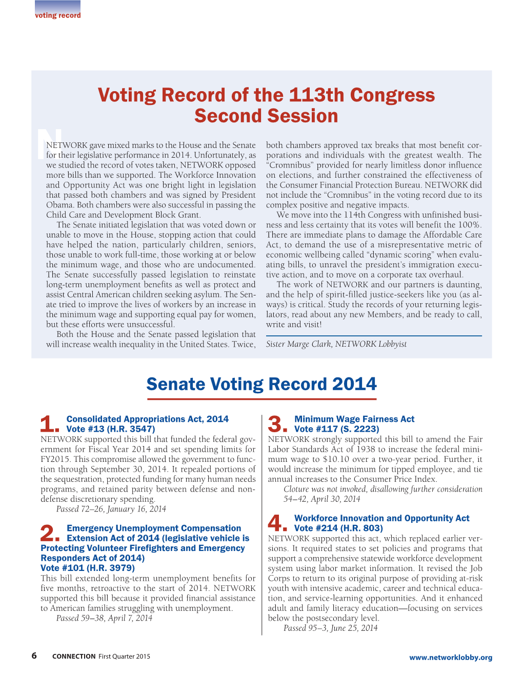 2014 Congressional Voting Record
