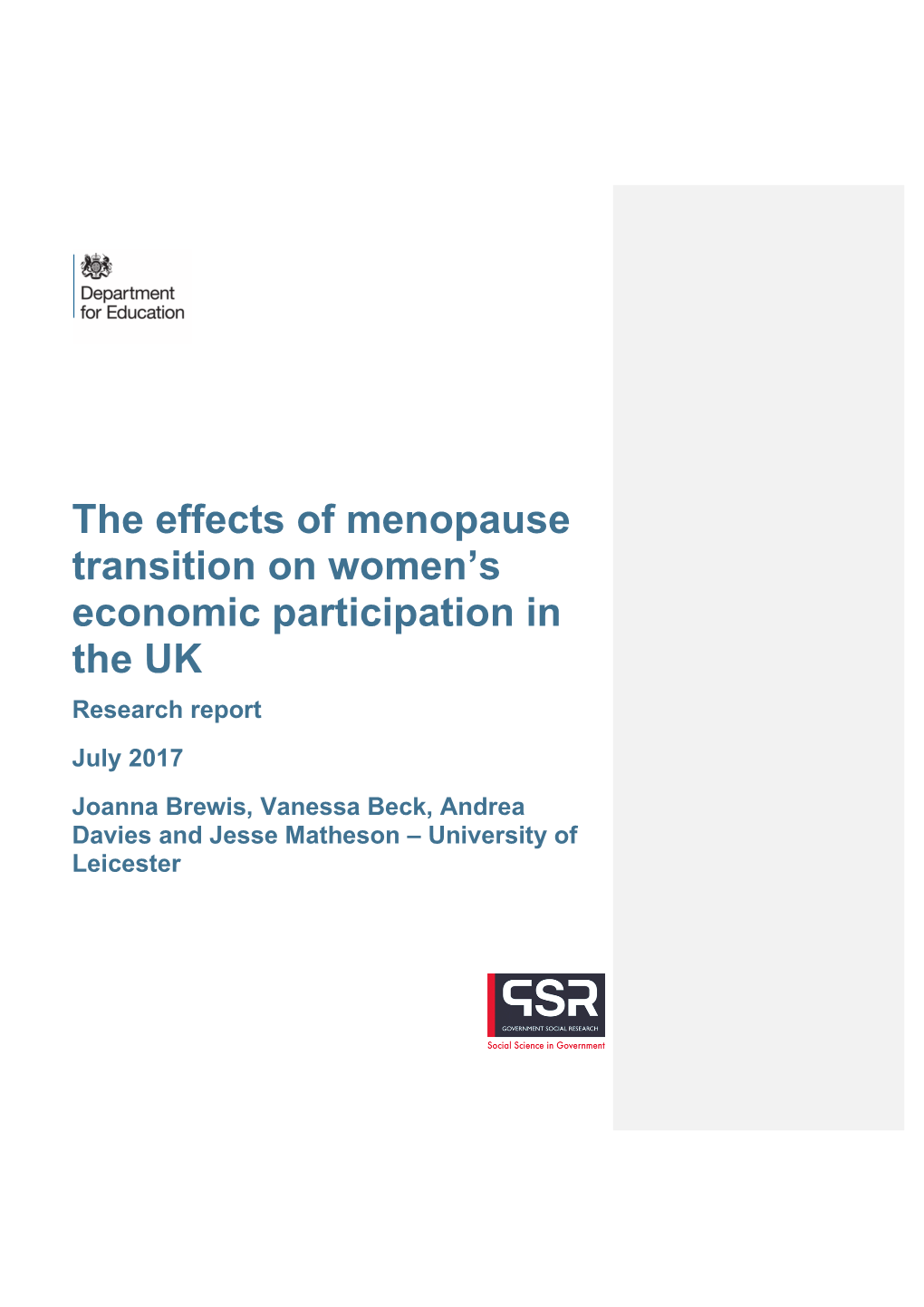 The Effects of Menopause Transition on Women's Economic Participation