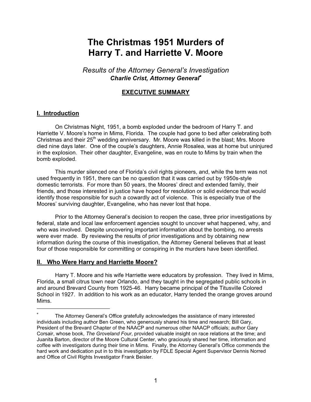 The Christmas 1951 Murders of Harry T. and Harriette V. Moore