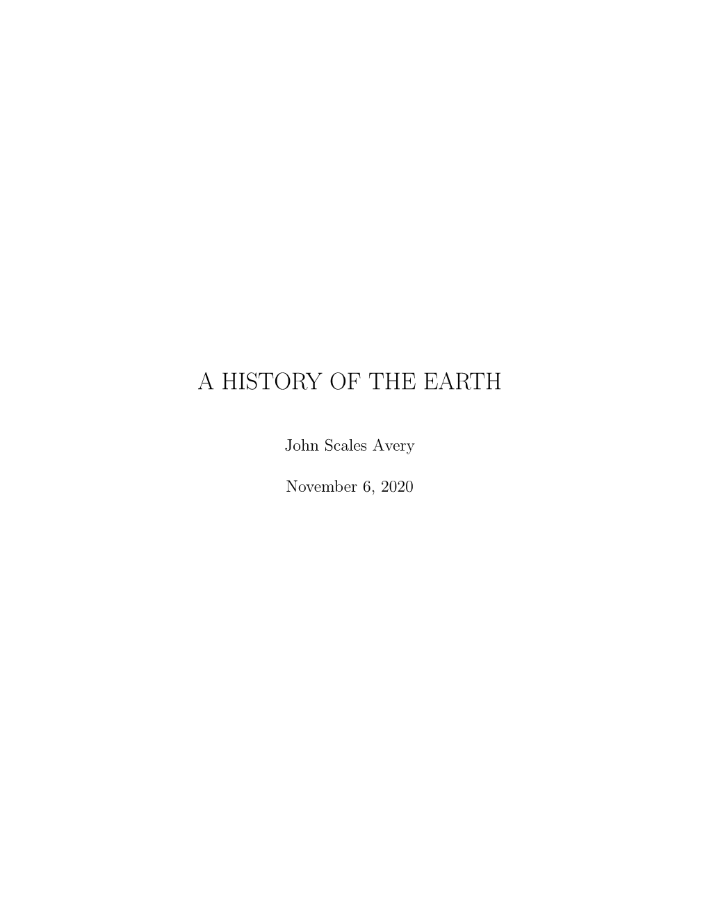 A History of the Earth