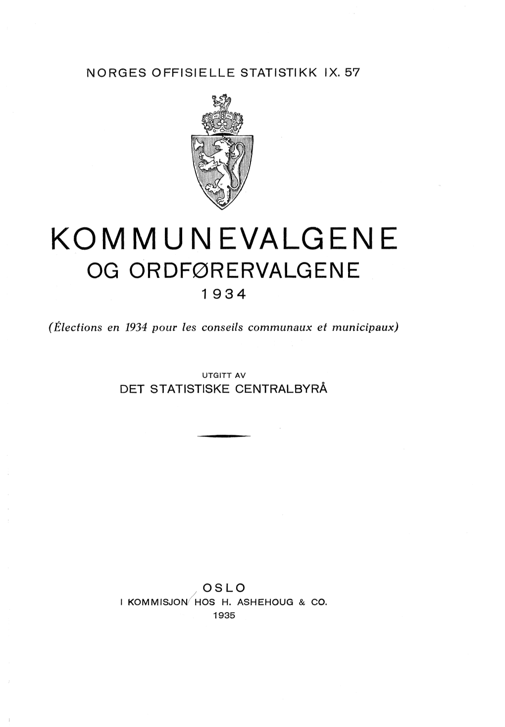 Kommunevalgene Og Ordførervalgene 1934