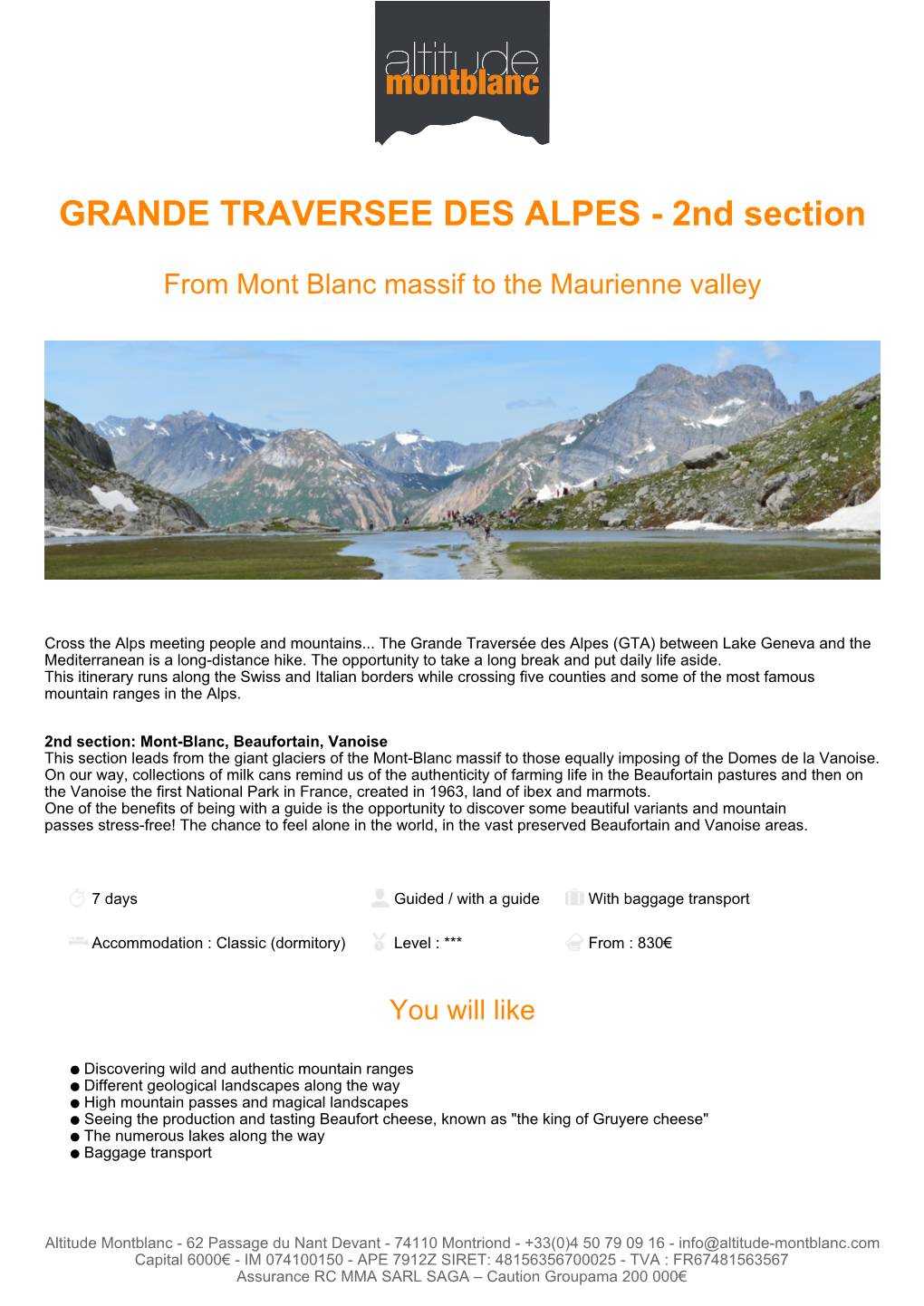 GRANDE TRAVERSEE DES ALPES - 2Nd Section