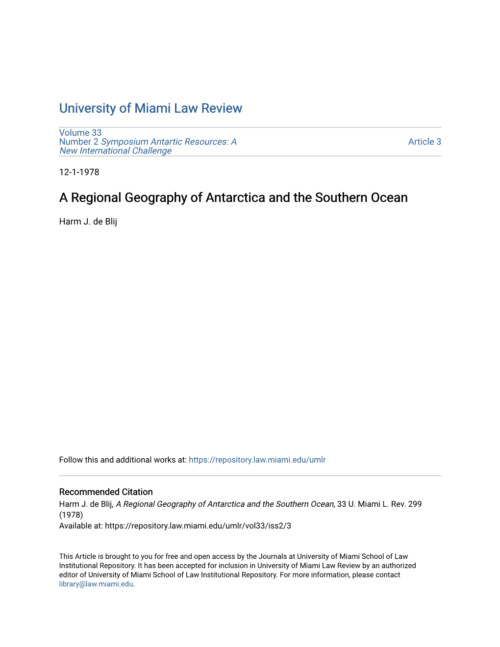 A Regional Geography of Antarctica and the Southern Ocean