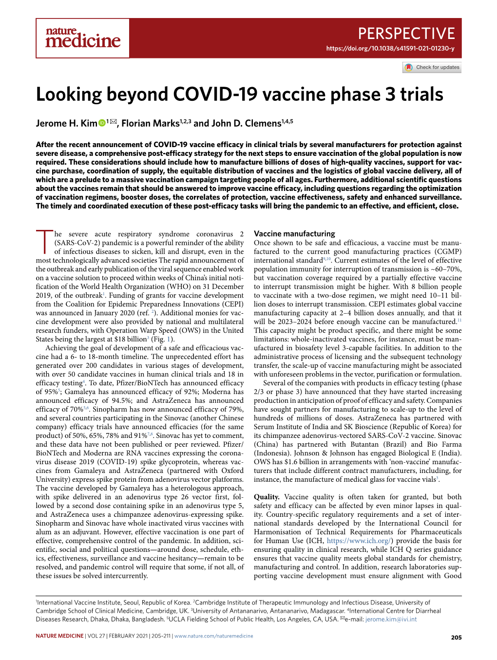 Looking Beyond COVID-19 Vaccine Phase 3 Trials