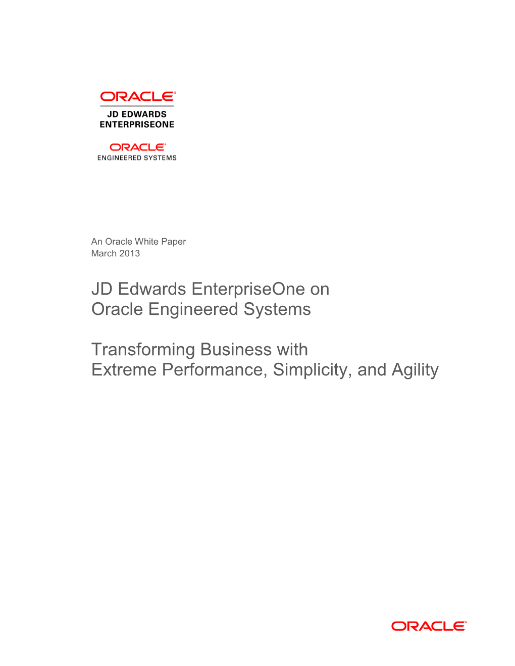 JD Edwards Enterpriseone on Oracle Engineered Systems