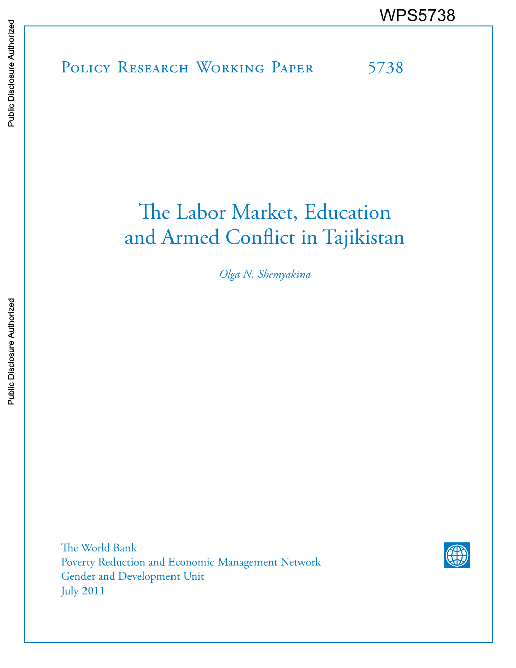 The Labor Market, Education and Armed Conflict in Tajikistan