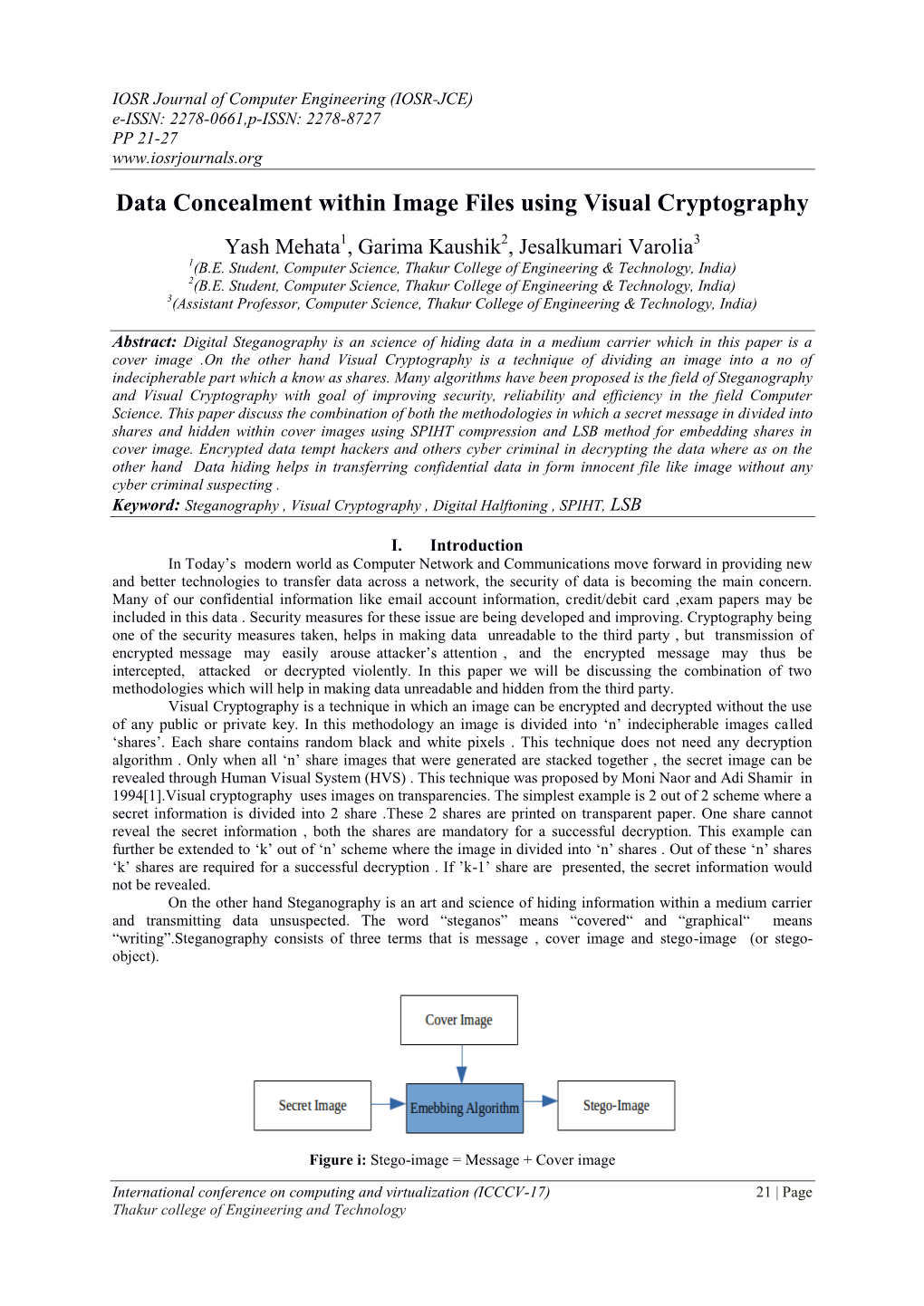 Data Concealment Within Image Files Using Visual Cryptography