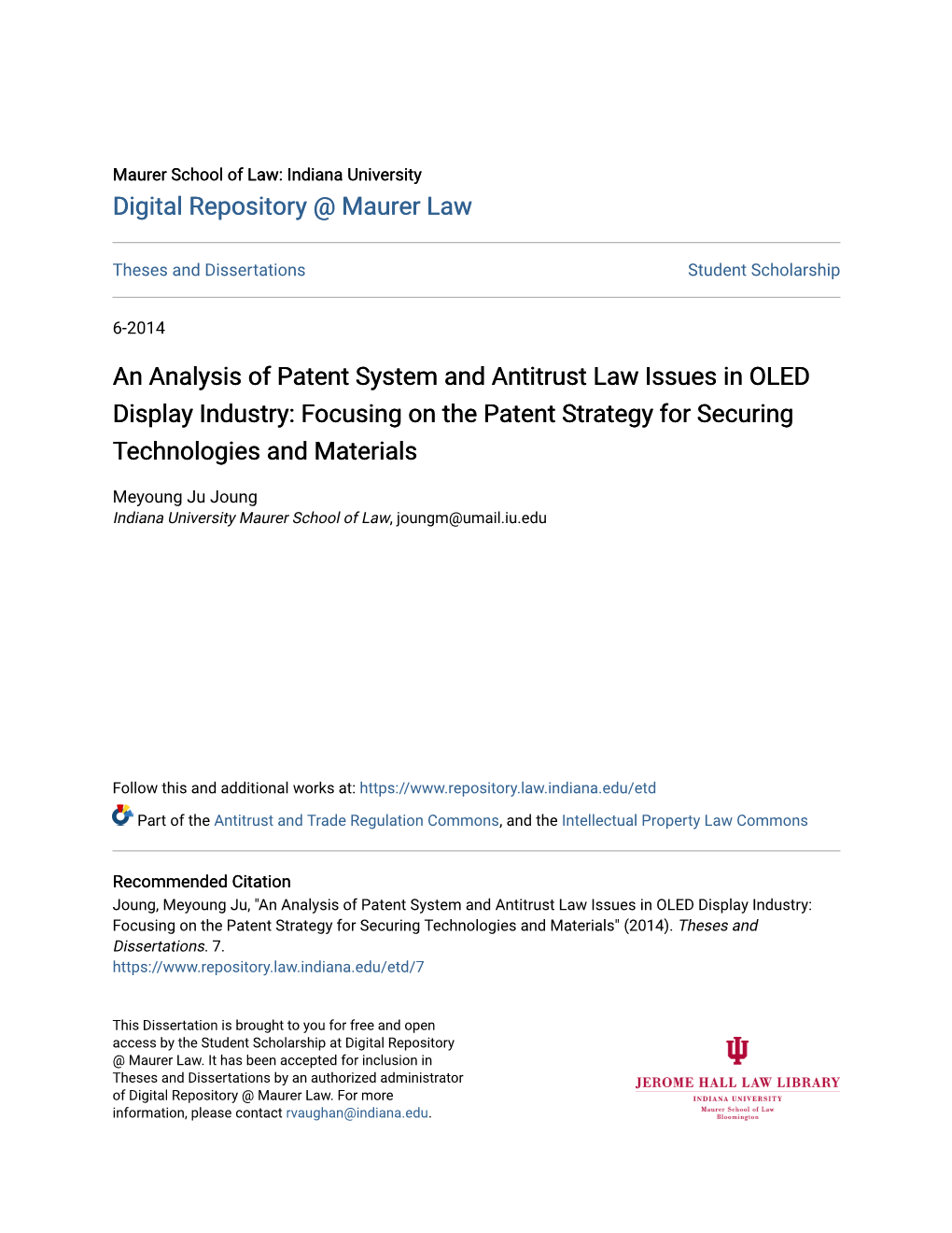 An Analysis of Patent System and Antitrust Law Issues in OLED Display Industry: Focusing on the Patent Strategy for Securing Technologies and Materials