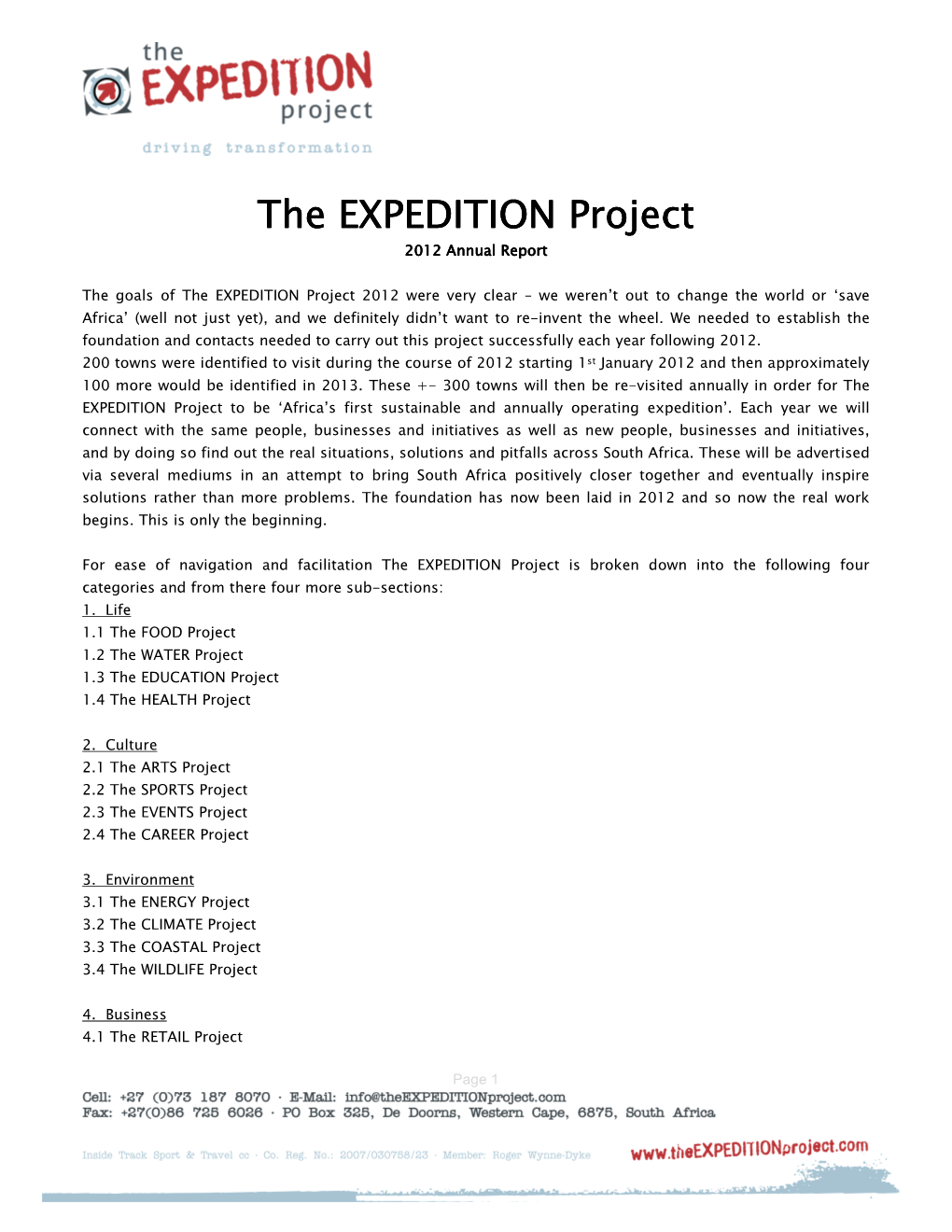 The EXPEDITION Project 2012 Annual Report