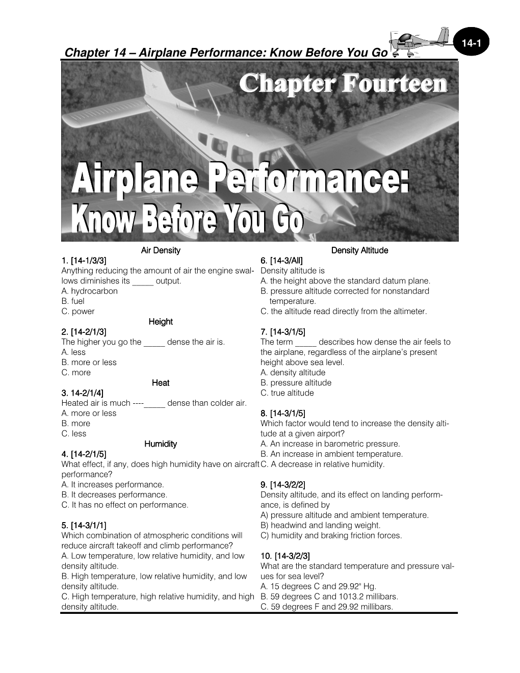Chapter 14 – Airplane Performance: Know Before You Go